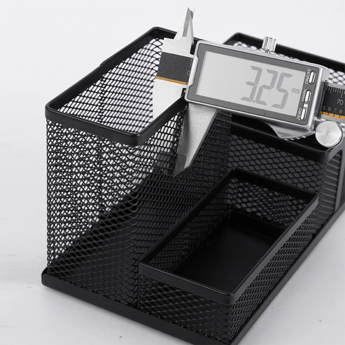 Elevate Your Workspace with a Stylish Black Mesh Desk Organizer - 4 Compartments for Ultimate Efficiency! 🖊️✨