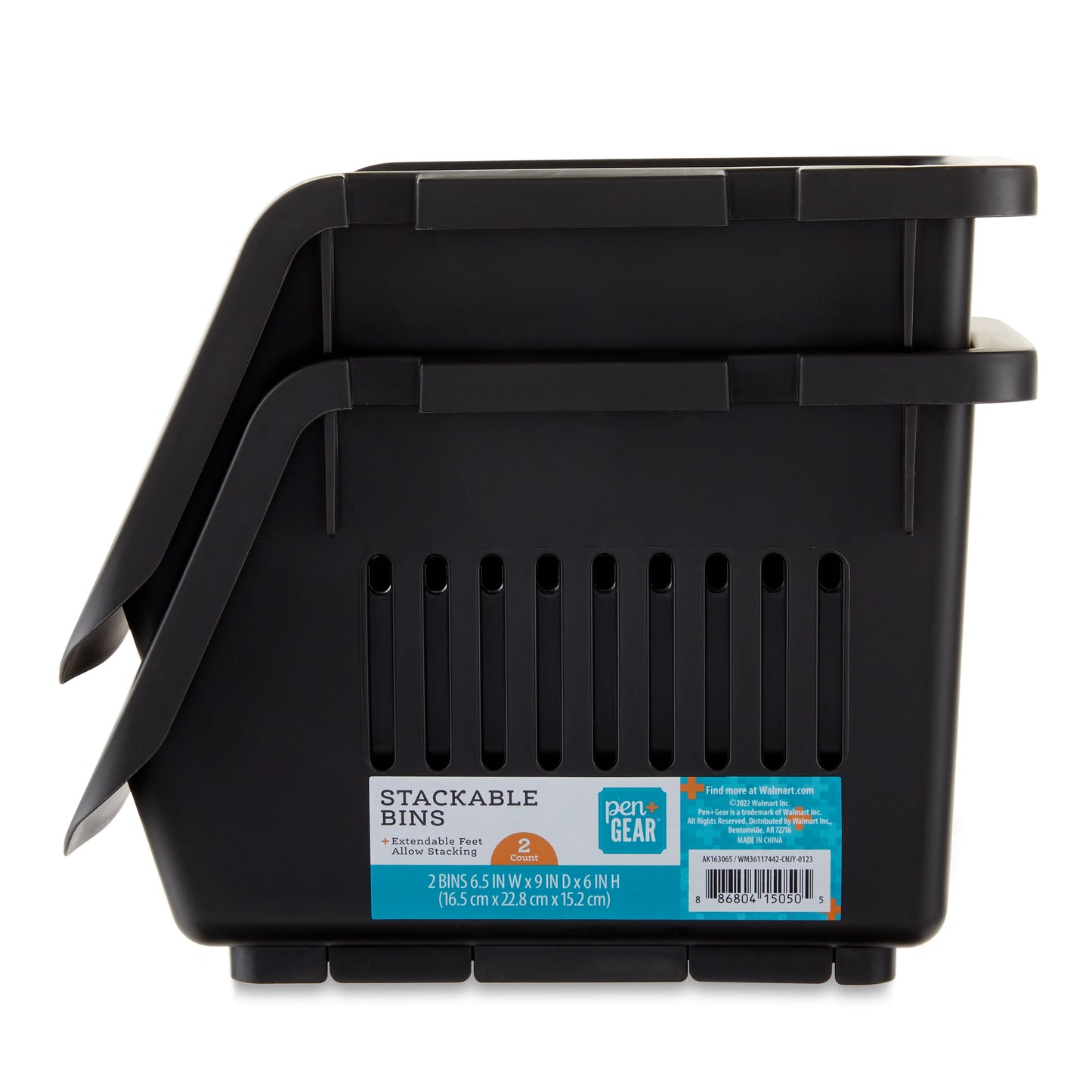 Versatile Black Stackable Storage Bins by Pen and Gear - Set of 2