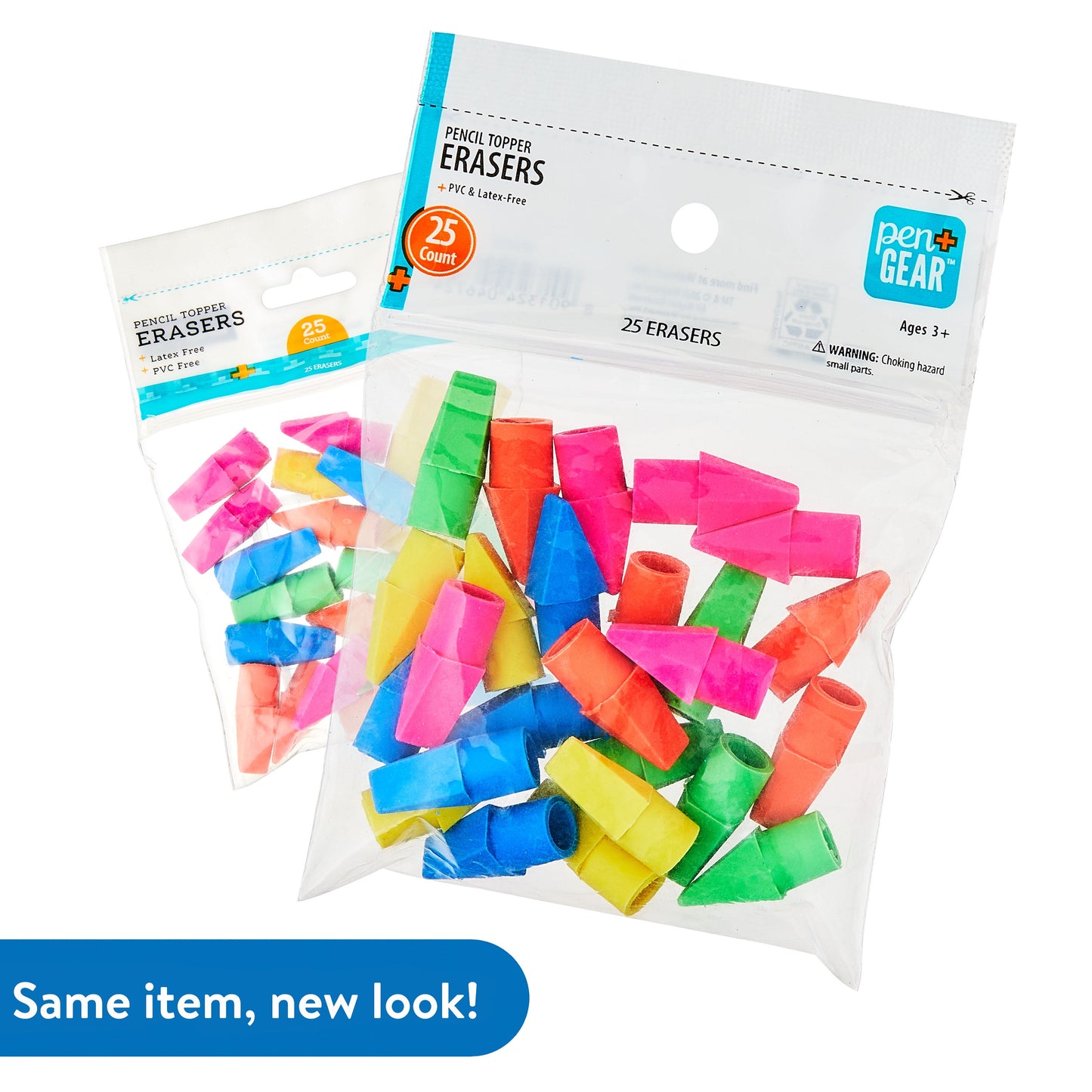 Pencil Cap Erasers, 25 Count – Assorted Colors, Smudge-Free, Fits #2 Pencils