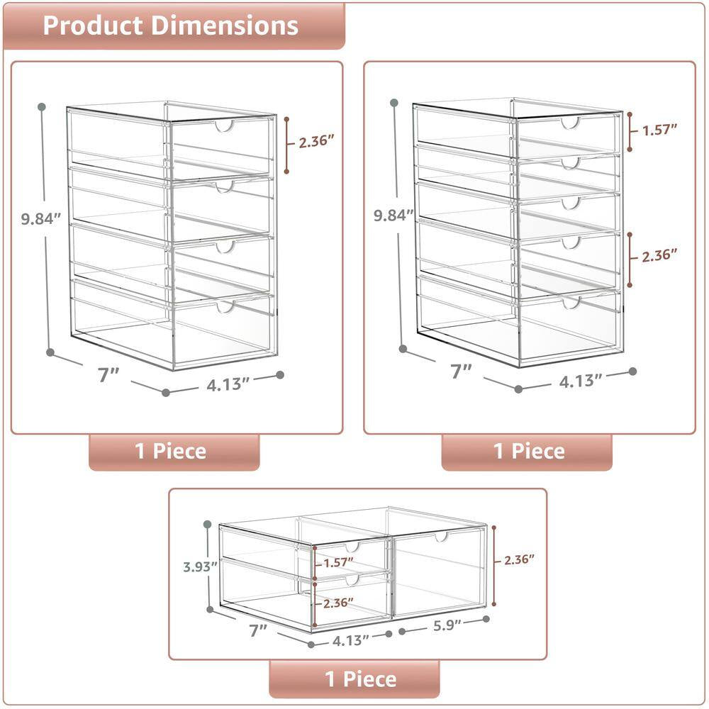 Stackable 12 Drawers Cosmetic Organizer Clear