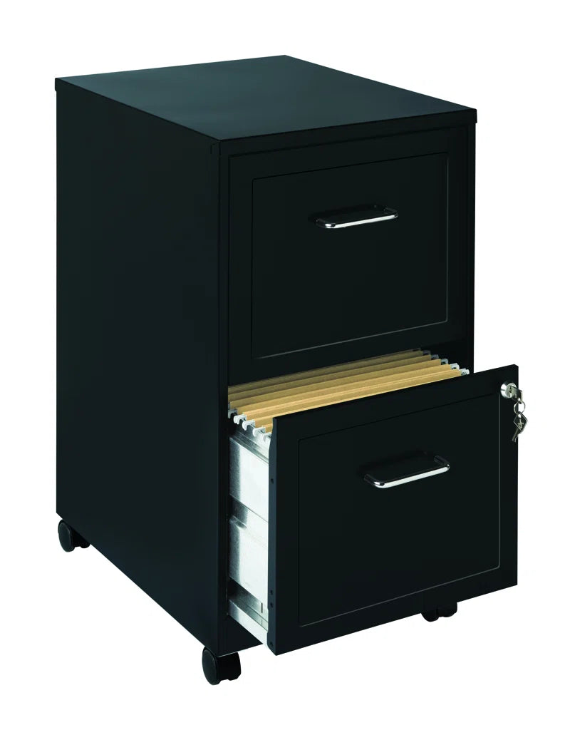 Adelmo 14.5" Wide Mobile Steel File Cabinet with 2 Drawers - Perfect for Home or Office Storage!
