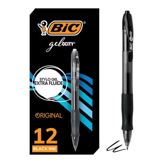 Gelocity Original Black Gel Pens, Medium Point (0.7Mm), 12-Count Pack