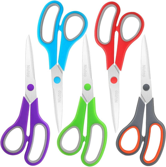 Get Creative with Our 5-Pack of 8" Multipurpose Scissors! Perfect for Home, School, and Office – Comfort Grip for Everyone! ✂️✨ #CraftSupplies #SewingEssentials