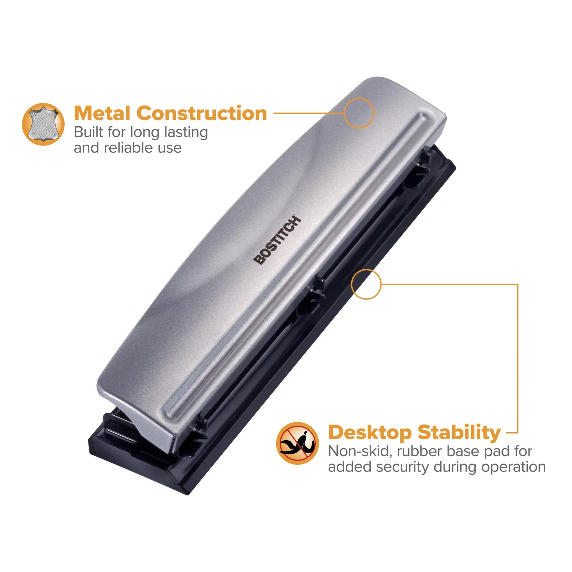 Sleek Silver 3 Hole Punch - Effortlessly Punch Up to 12 Sheets! 🌟✂️ #OfficeEssentials #StayOrganized