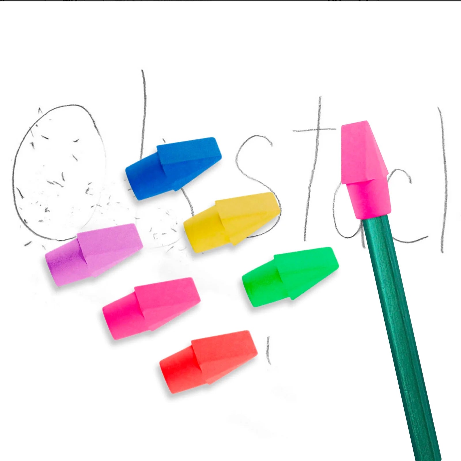 Transform Your Homework Experience with 50 Non-Toxic Pencil Cap Erasers - Ideal for Teens! ✏️✨