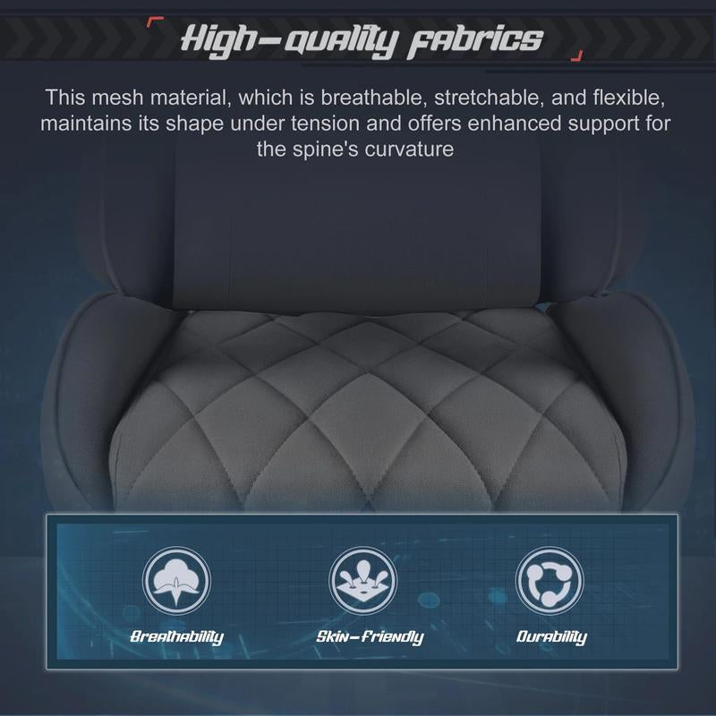 HOMALL Gaming Chair Fabric Computer Chair Massage Game Chair Cloth Office Chair with Headrest, Lumbar Support & Footrest,White