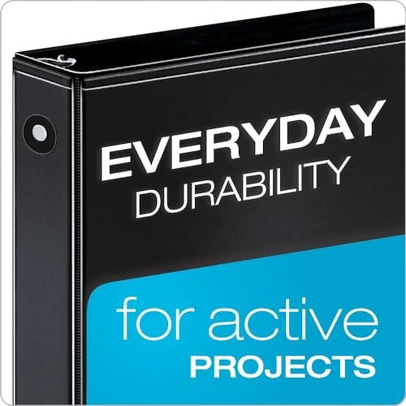 Cardinal 3 Ring Binder, 1 Inch, round Ring, Black, 4 Pack, Holds 225 Sheets