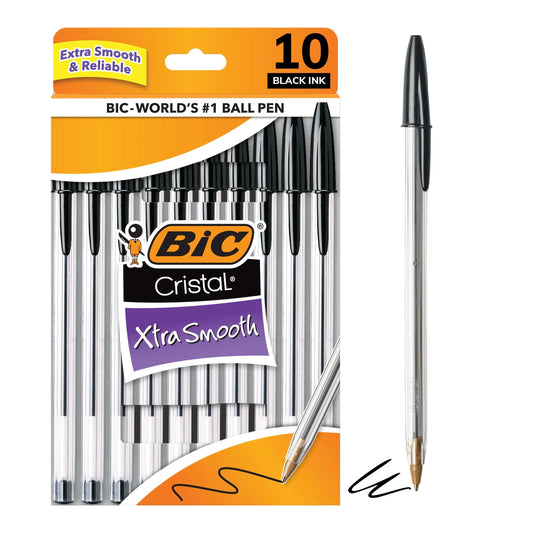 Elevate Your Writing Experience with the Cristal Xtra Smooth Ballpoint Pen Set - 10 Sleek Pens for Effortless Jots and Doodles! 🖊️✨