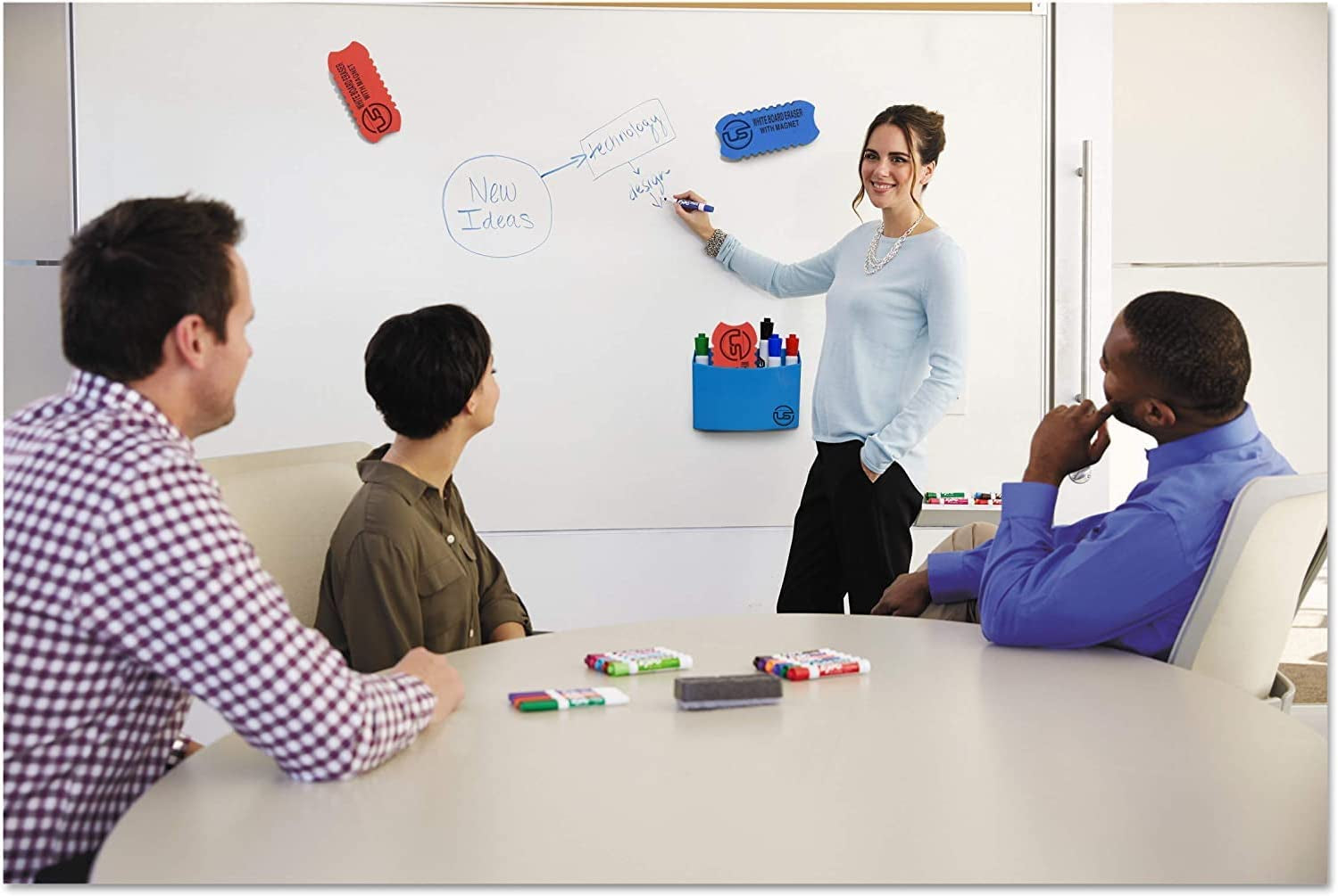 Dry Erase Eraser Magnetic Whiteboard Eraser 2 Pack White Board Cleaner, Dry Erase for Whiteboard, Chalkboard and Glass (Colors May Vary)