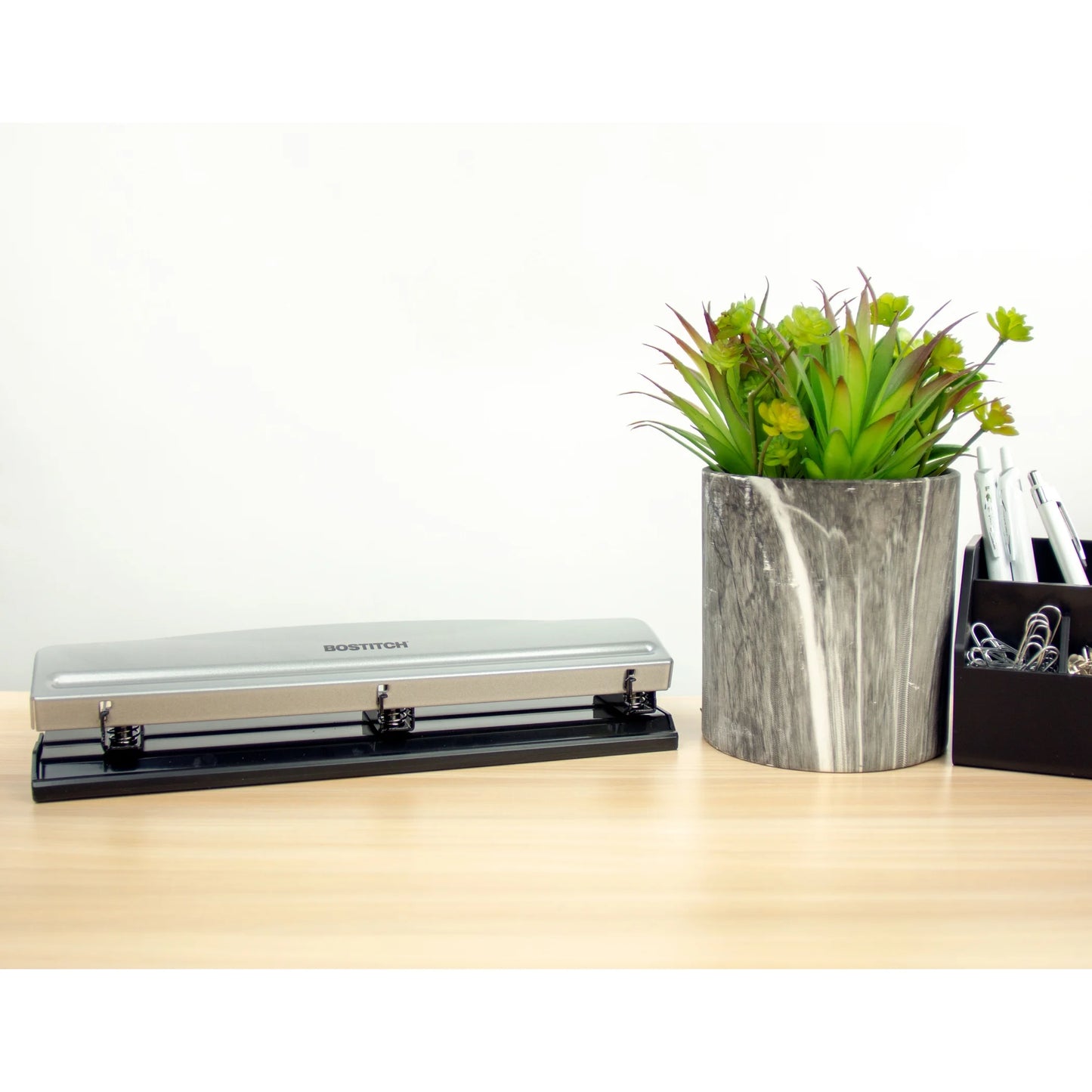 Sleek Silver 3 Hole Punch - Effortlessly Punch Up to 12 Sheets! 🌟✂️ #OfficeEssentials #StayOrganized