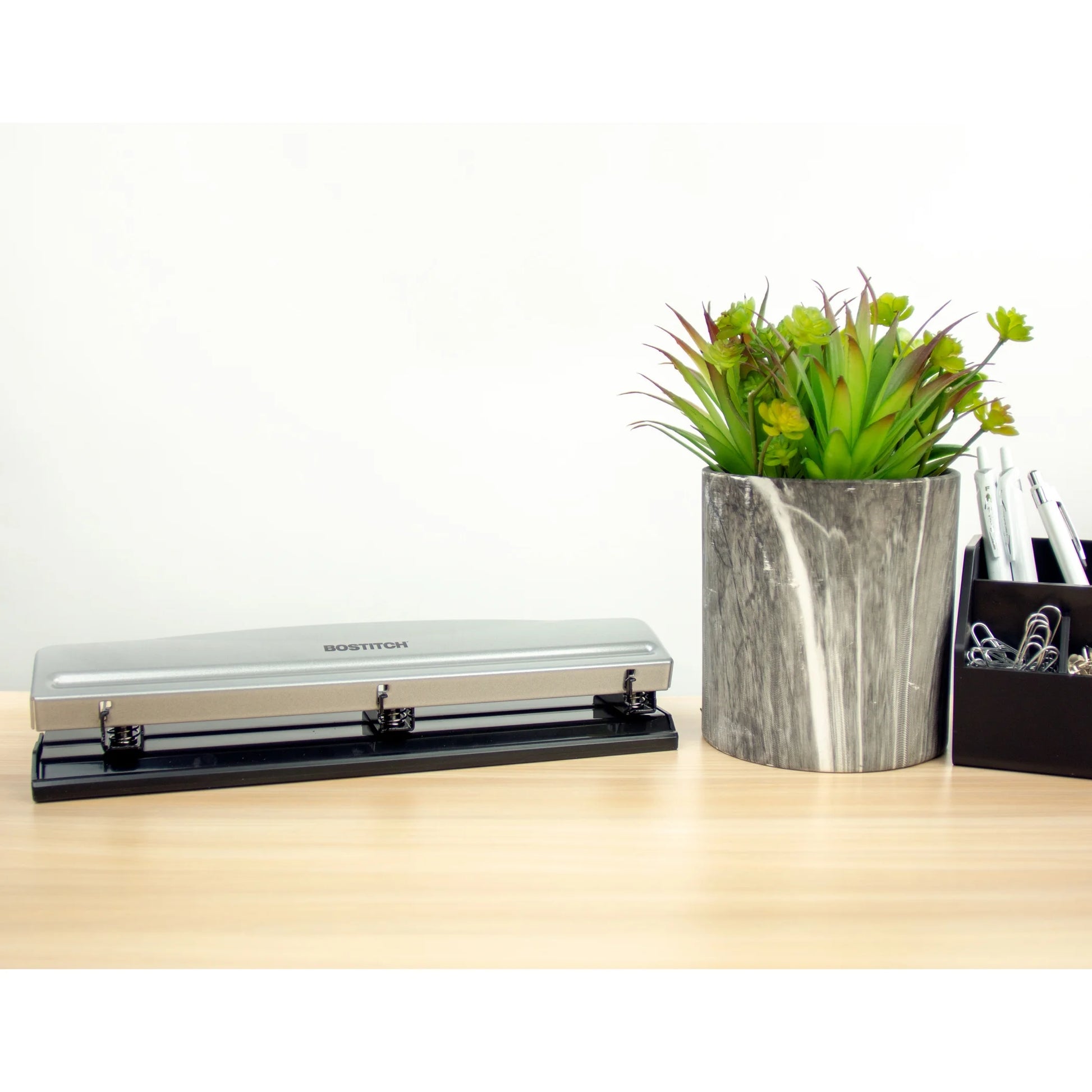 Sleek Silver 3 Hole Punch - Effortlessly Punch Up to 12 Sheets! 🌟✂️ #OfficeEssentials #StayOrganized