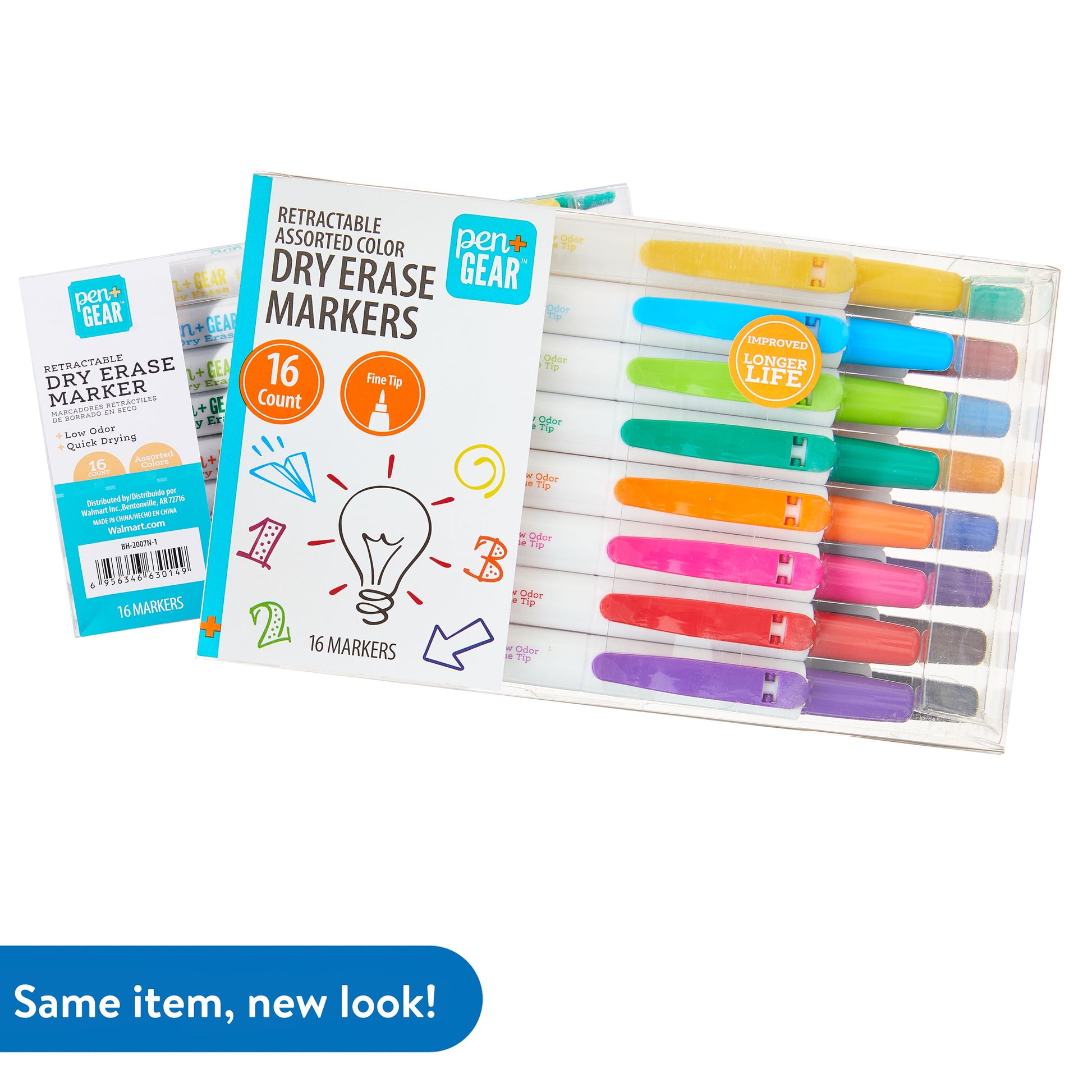 Retractable Dry Erase Markers, Muti Colors, 16 Count, Fine Tip