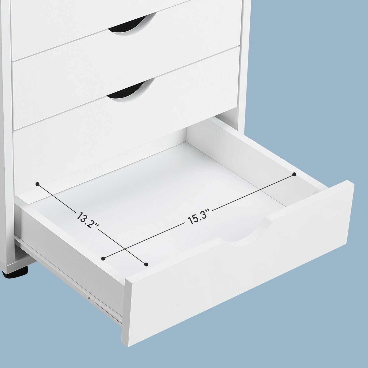 7-Drawer File Cabinet, Lateral Filing under Desk Storage Organizer with Wheels for Home Office, White