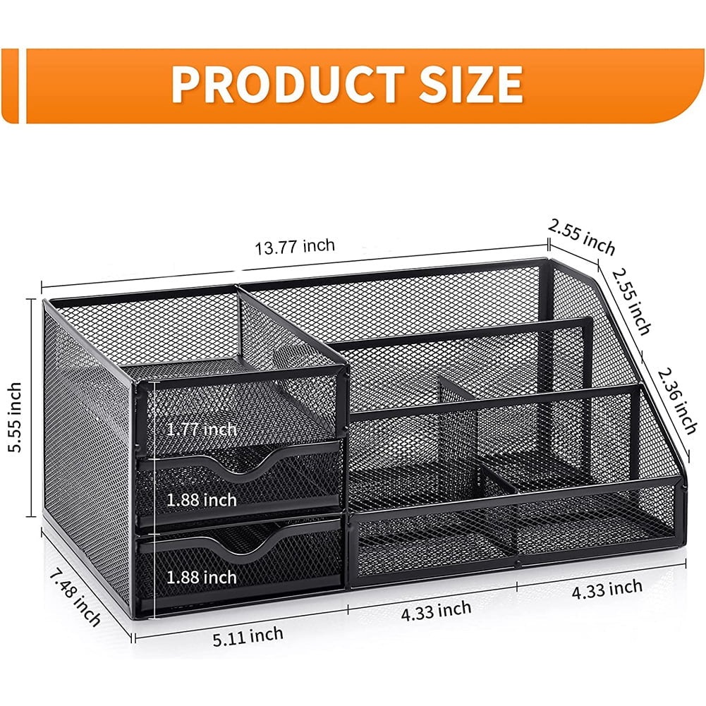 Stylish Mesh Desk Organizer with Drawers - Perfect for Office Supplies & Desktop Organization (1 Pack)