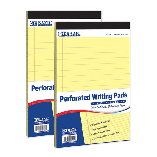 Perforated Writing Pad, 50 Sheets 5X8 Inch, Canary Jr., Total 2 Count