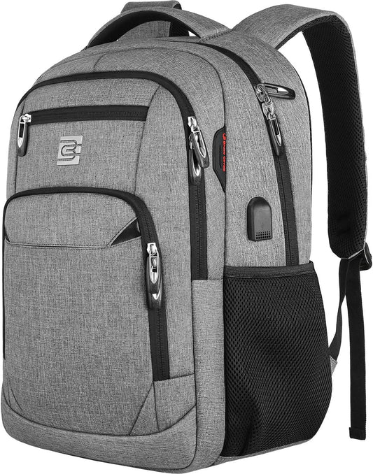 17 Inch Laptop Backpack, Business anti Theft Slim Durable Laptops Backpack with USB Charging Port, Water Resistant College Computer Bag Gifts for Men & Women Fits 15.6 Inch Notebook-Grey