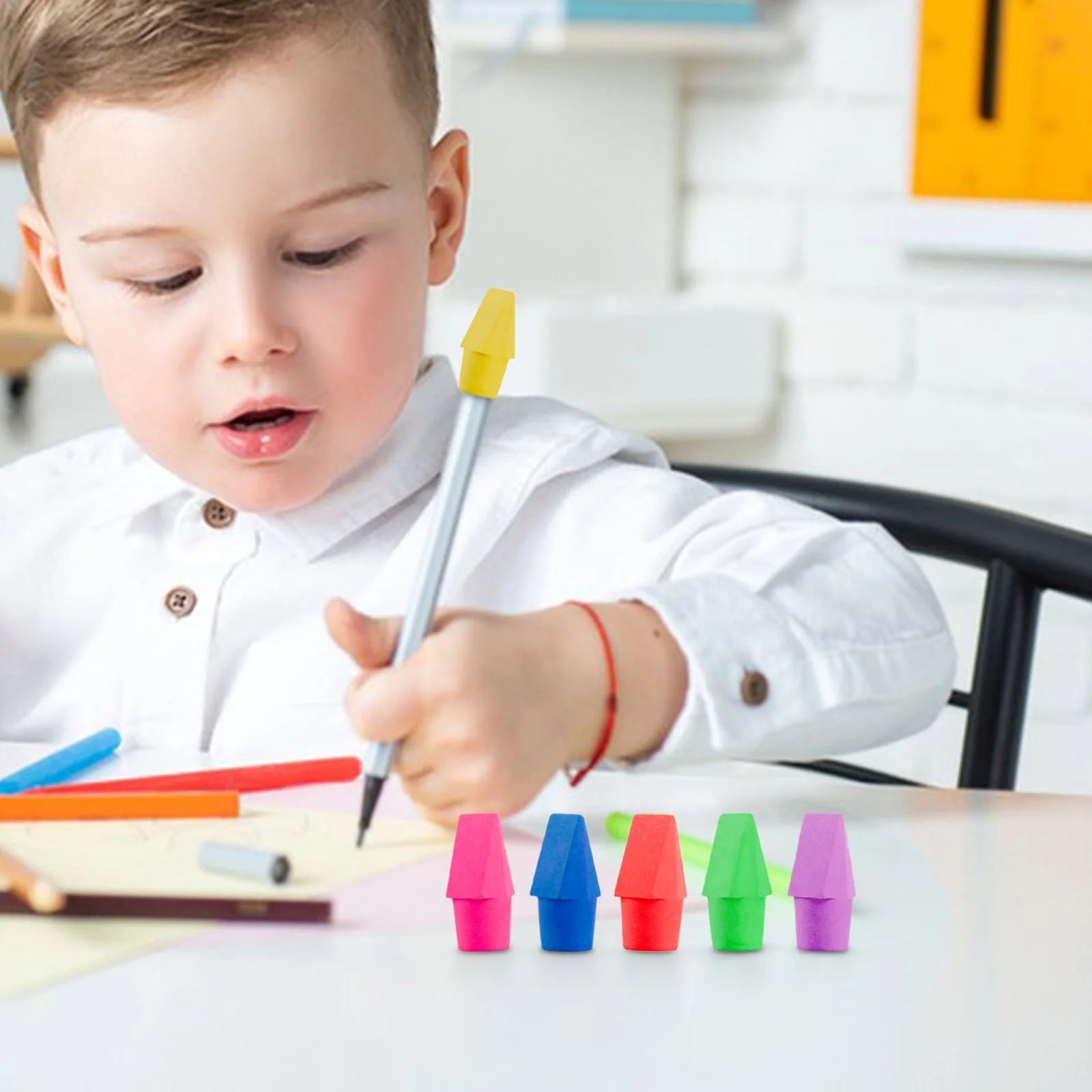 Transform Your Homework Experience with 50 Non-Toxic Pencil Cap Erasers - Ideal for Teens! ✏️✨