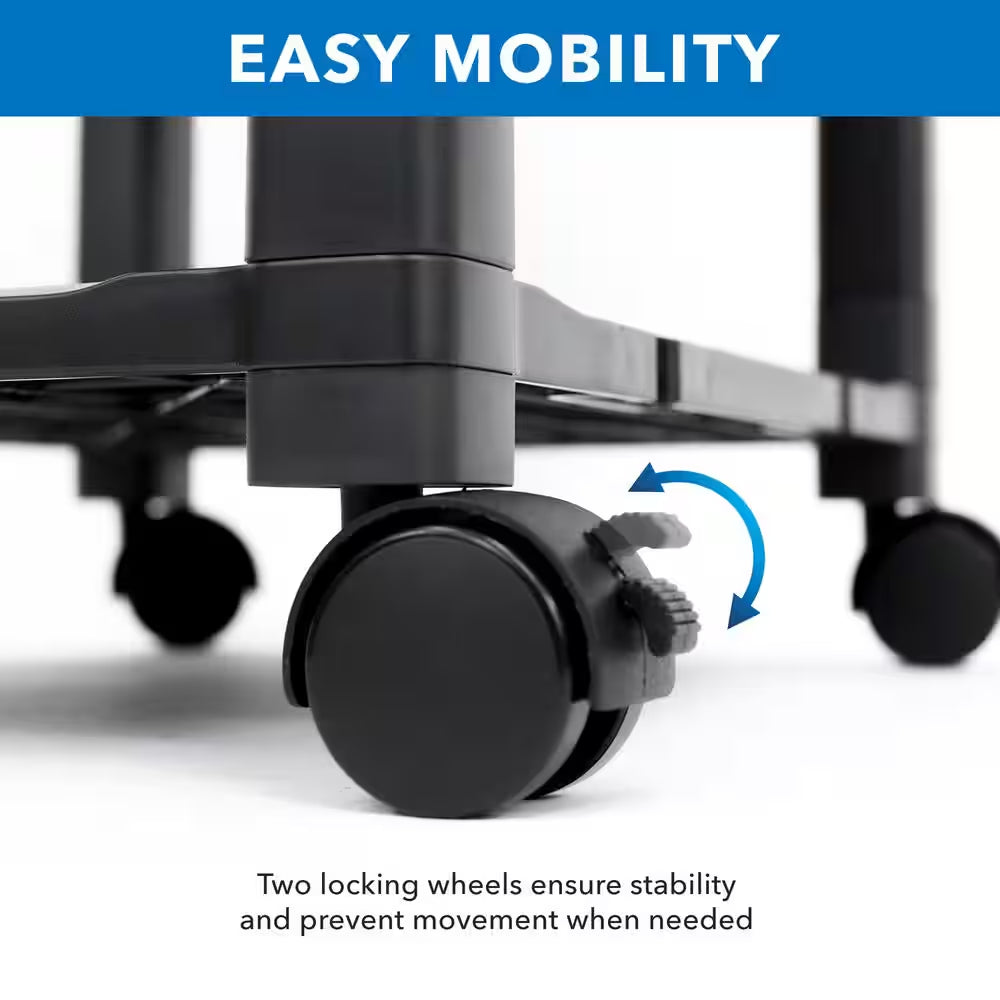 Transform Your Home Office with Our Stylish 17" Triple Shelf Black Printer Cart – Ideal for Under-Desk Organization! 🖨️✨