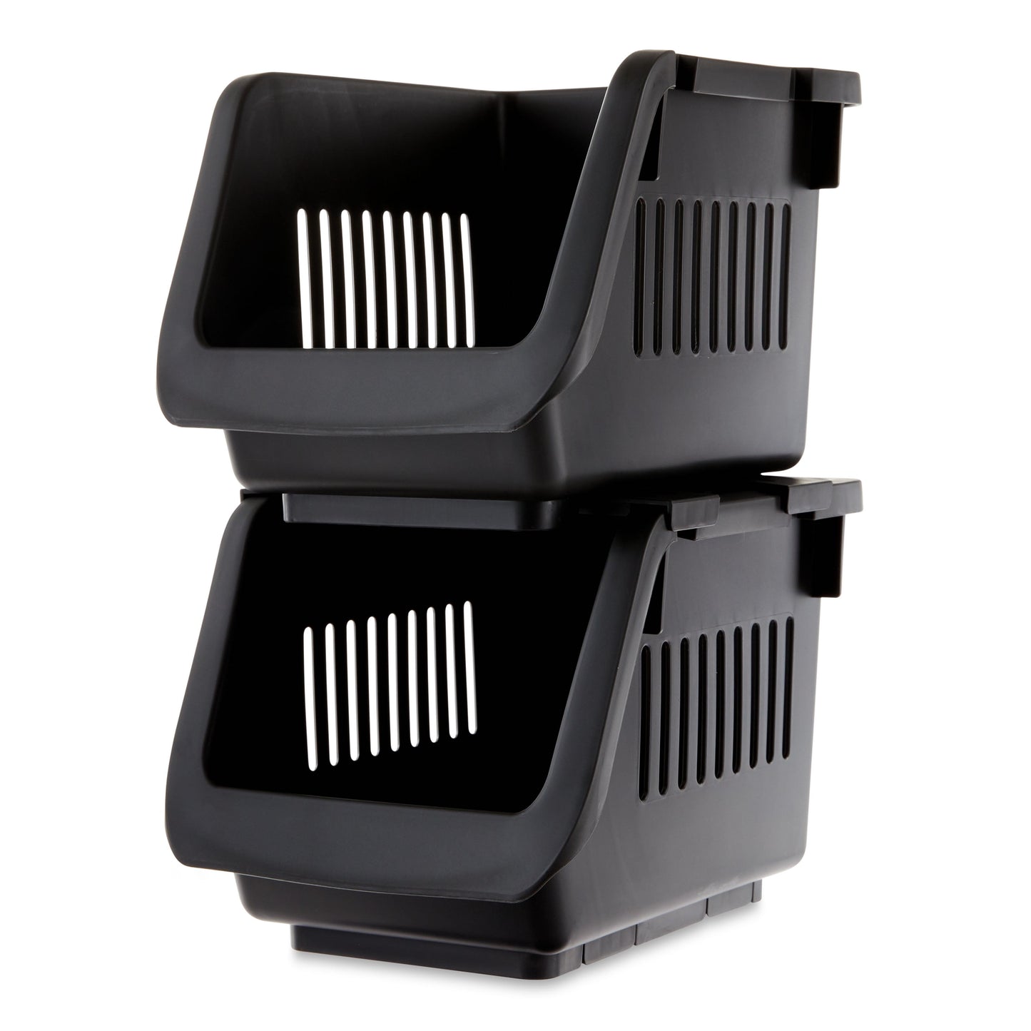 Versatile Black Stackable Storage Bins by Pen and Gear - Set of 2