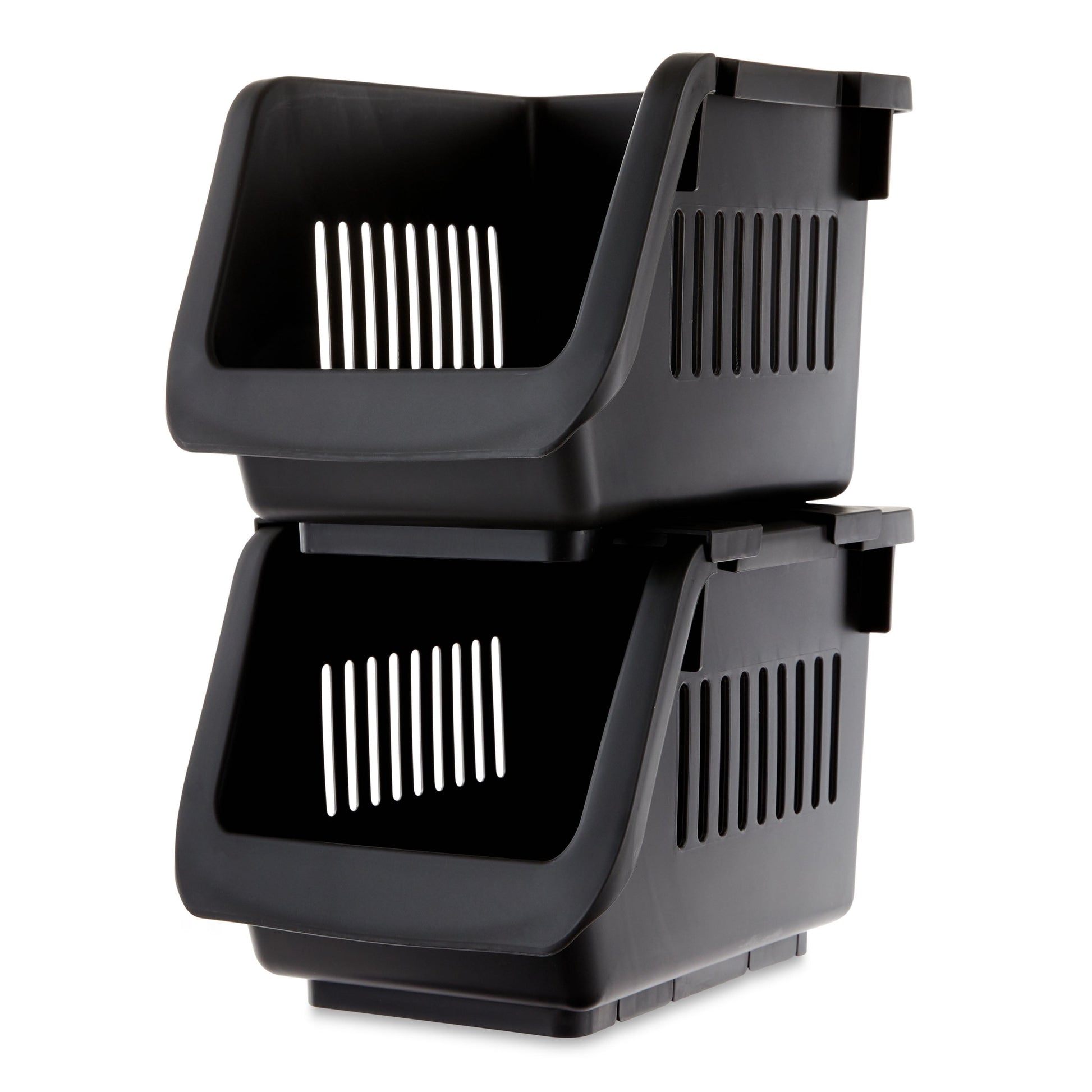 Versatile Black Stackable Storage Bins by Pen and Gear - Set of 2