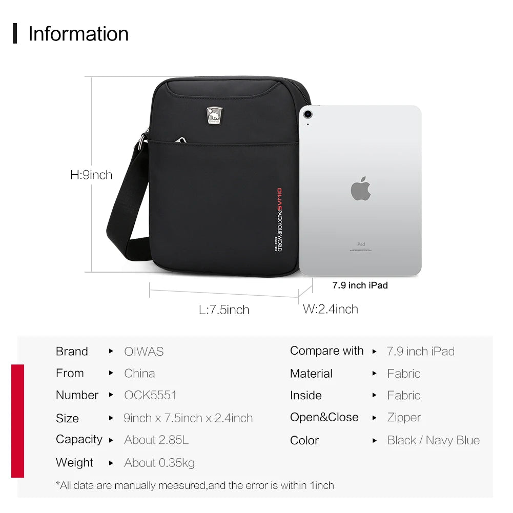 OIWAS Crossbody Bag Men's Pouch Small Man Bags Mini Single Shoulder Phone Messenger Bag Cross Body Wallet for Travel Work School