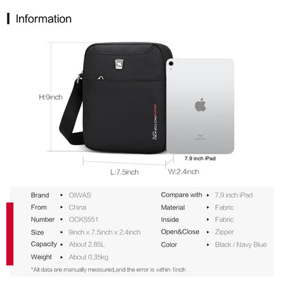 OIWAS Crossbody Bag Men's Pouch Small Man Bags Mini Single Shoulder Phone Messenger Bag Cross Body Wallet for Travel Work School