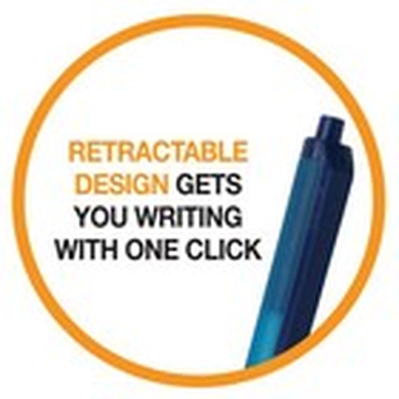 BIC Soft Feel Retractable Ball Point Pen Medium, Blue Ink, 36 Pack