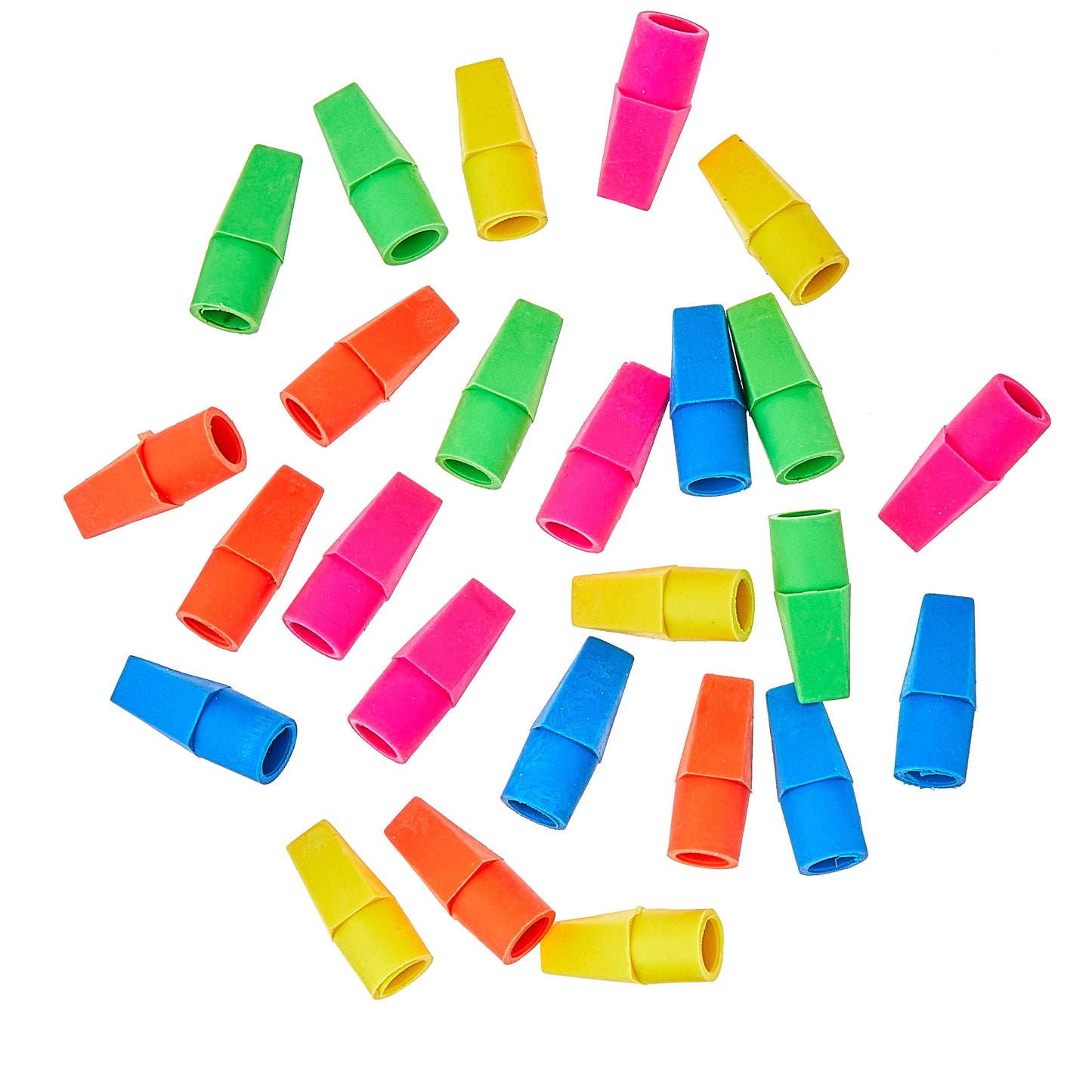 Pencil Cap Erasers, 25 Count – Assorted Colors, Smudge-Free, Fits #2 Pencils