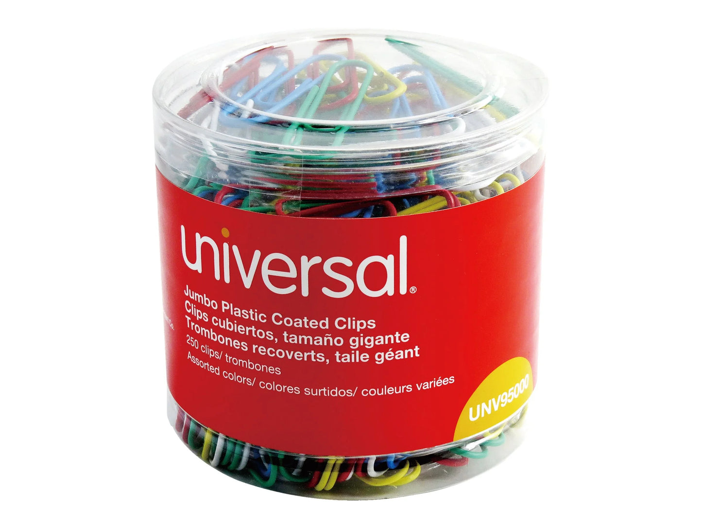 Vinyl-Coated Wire Paper Clips, Jumbo, Assorted Colors, 250 Ct