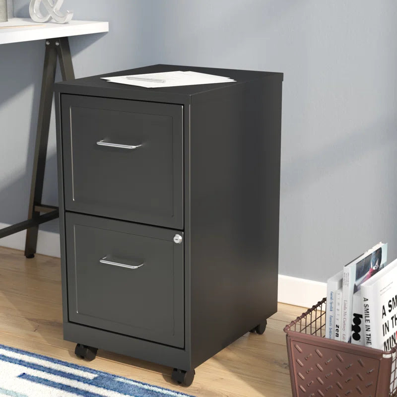 Adelmo 14.5" Wide Mobile Steel File Cabinet with 2 Drawers - Perfect for Home or Office Storage!