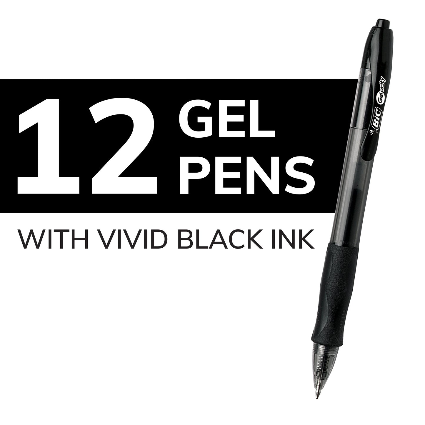 Gelocity Original Black Gel Pens, Medium Point (0.7Mm), 12-Count Pack