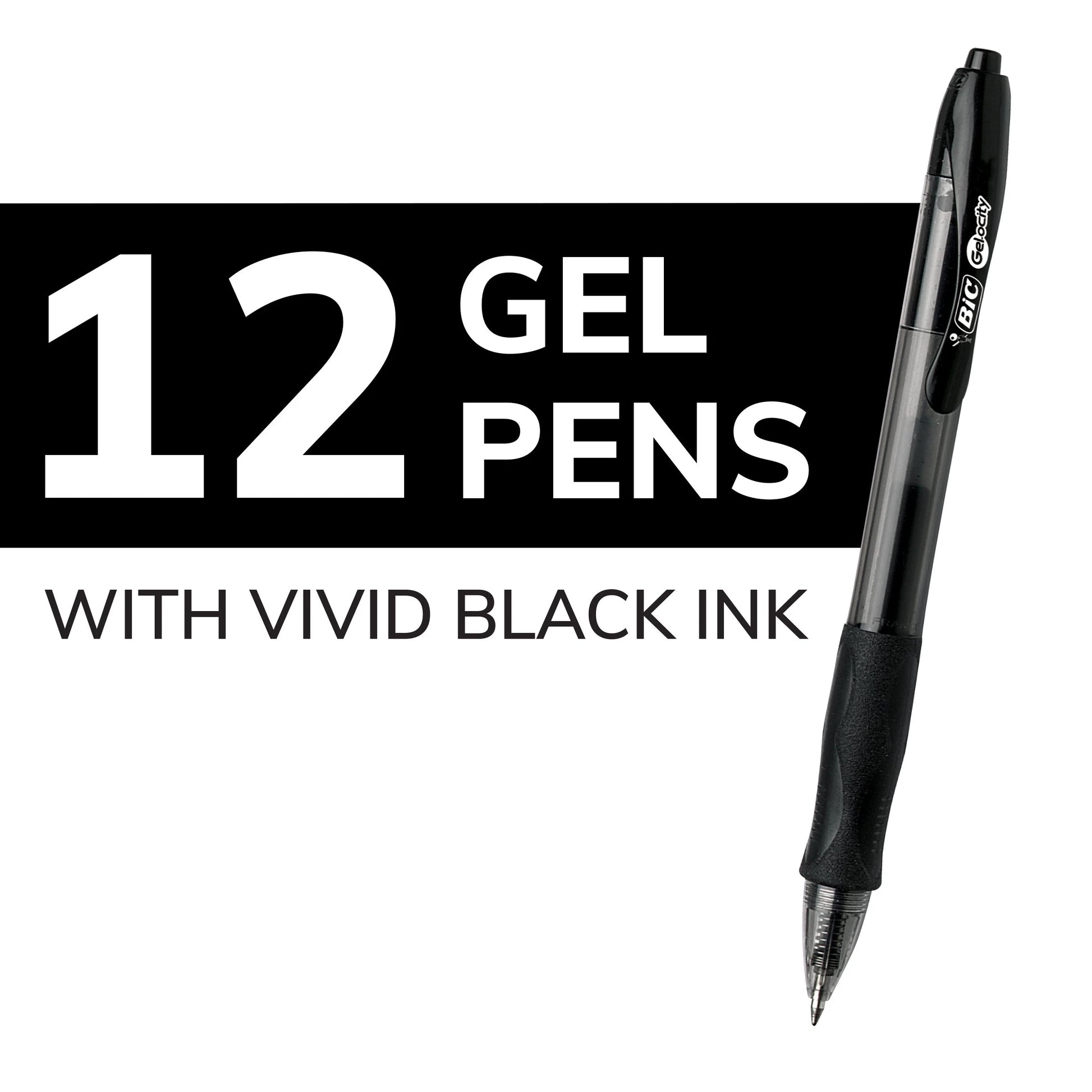Gelocity Original Black Gel Pens, Medium Point (0.7Mm), 12-Count Pack