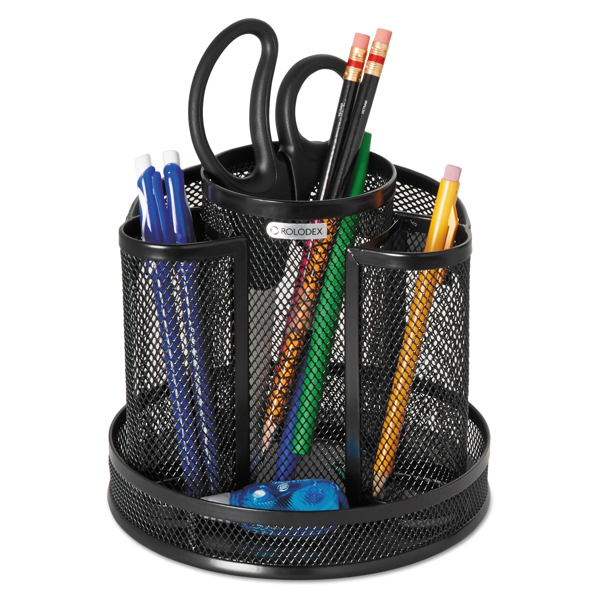 Desk Organizer, Rotating Office Supply Caddy, Mesh, Black (6.5" X 6.5" X 6.25), 1 Count