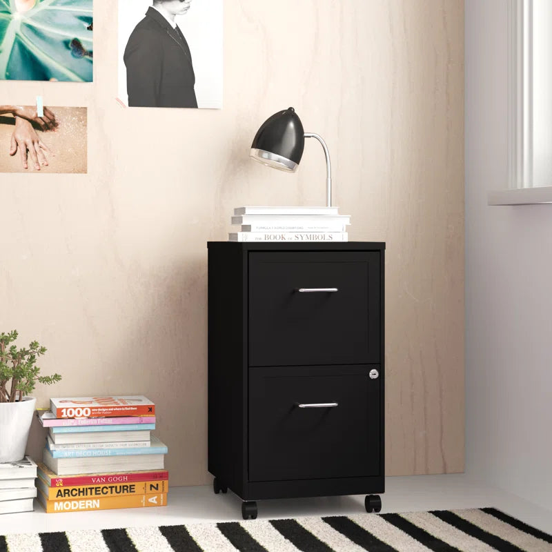 Adelmo 14.5" Wide Mobile Steel File Cabinet with 2 Drawers - Perfect for Home or Office Storage!