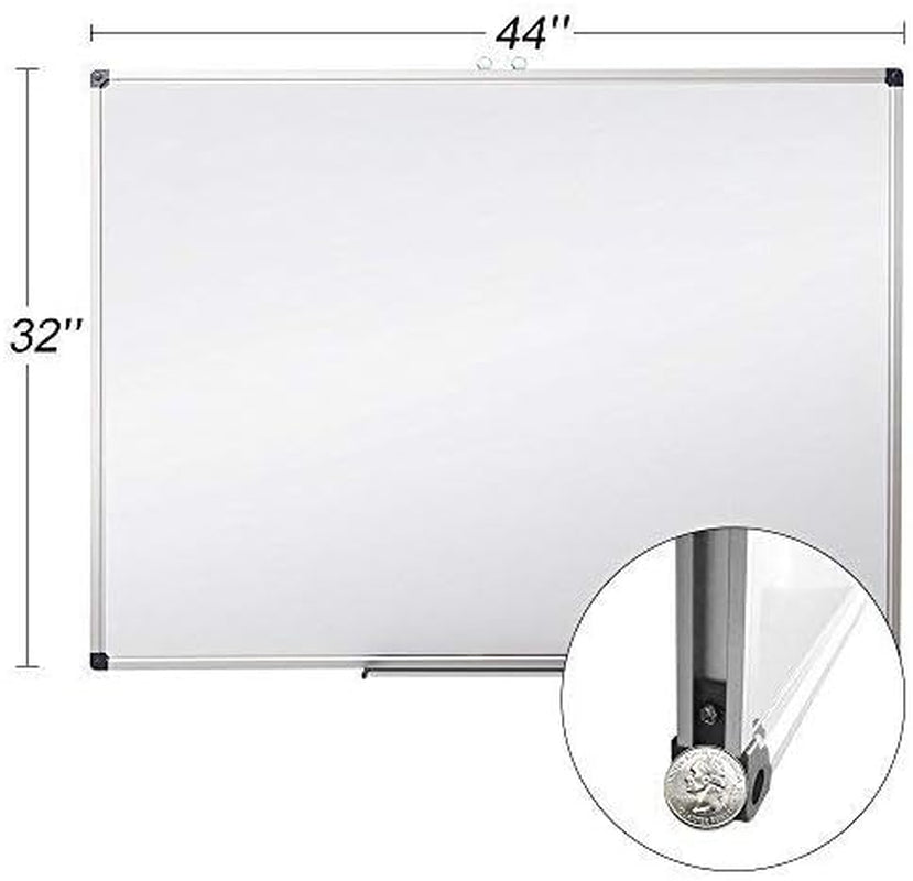 Magnetic Dry Erase Board 32X44 Inches, Whiteboard for Wall with Silver Aluminum Frame, Durable Writing Surface for Home, Office & School Classroom
