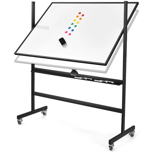 48''X36'' Mobile Magnetic Double-Sided Reversible Whiteboard Height Adjust