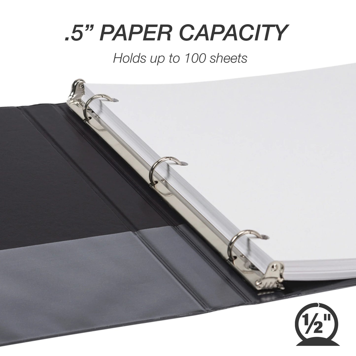 Economy .5" round Ring Binder, Black, Customizable, 12 Pack