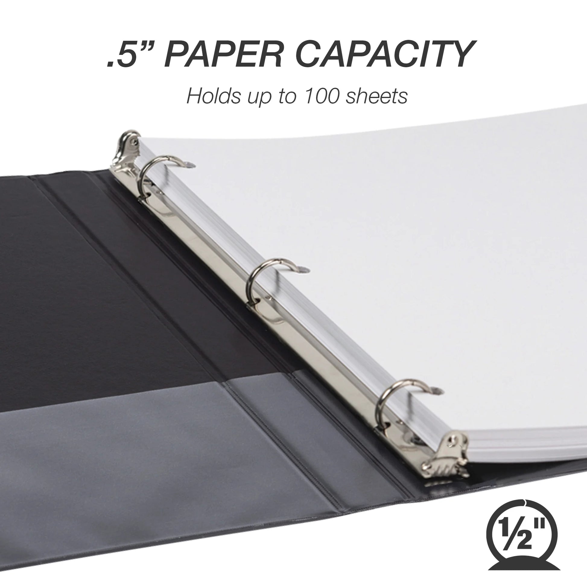 Economy .5" round Ring Binder, Black, Customizable, 12 Pack